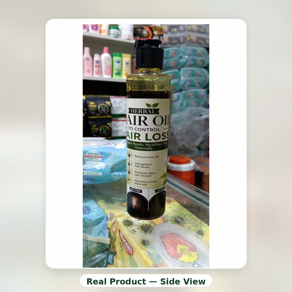 Kanwal Herbal Hair Oil 200ml real bottle side label view