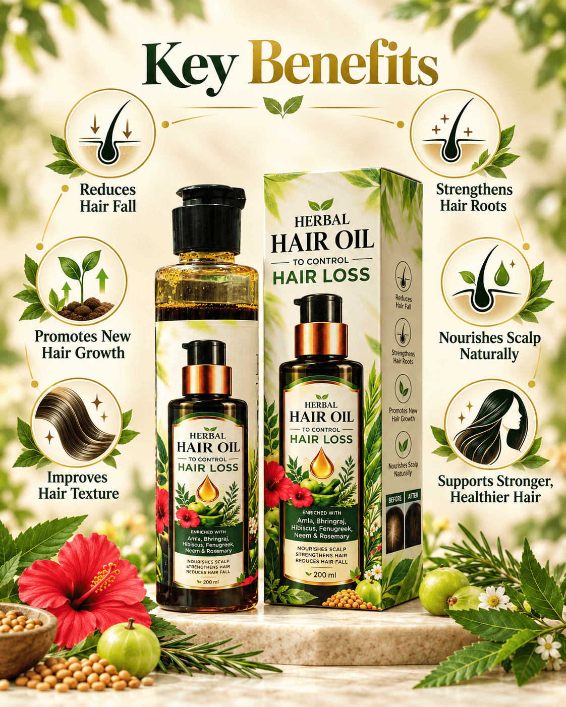 Herbal Hair Oil Key Benefits