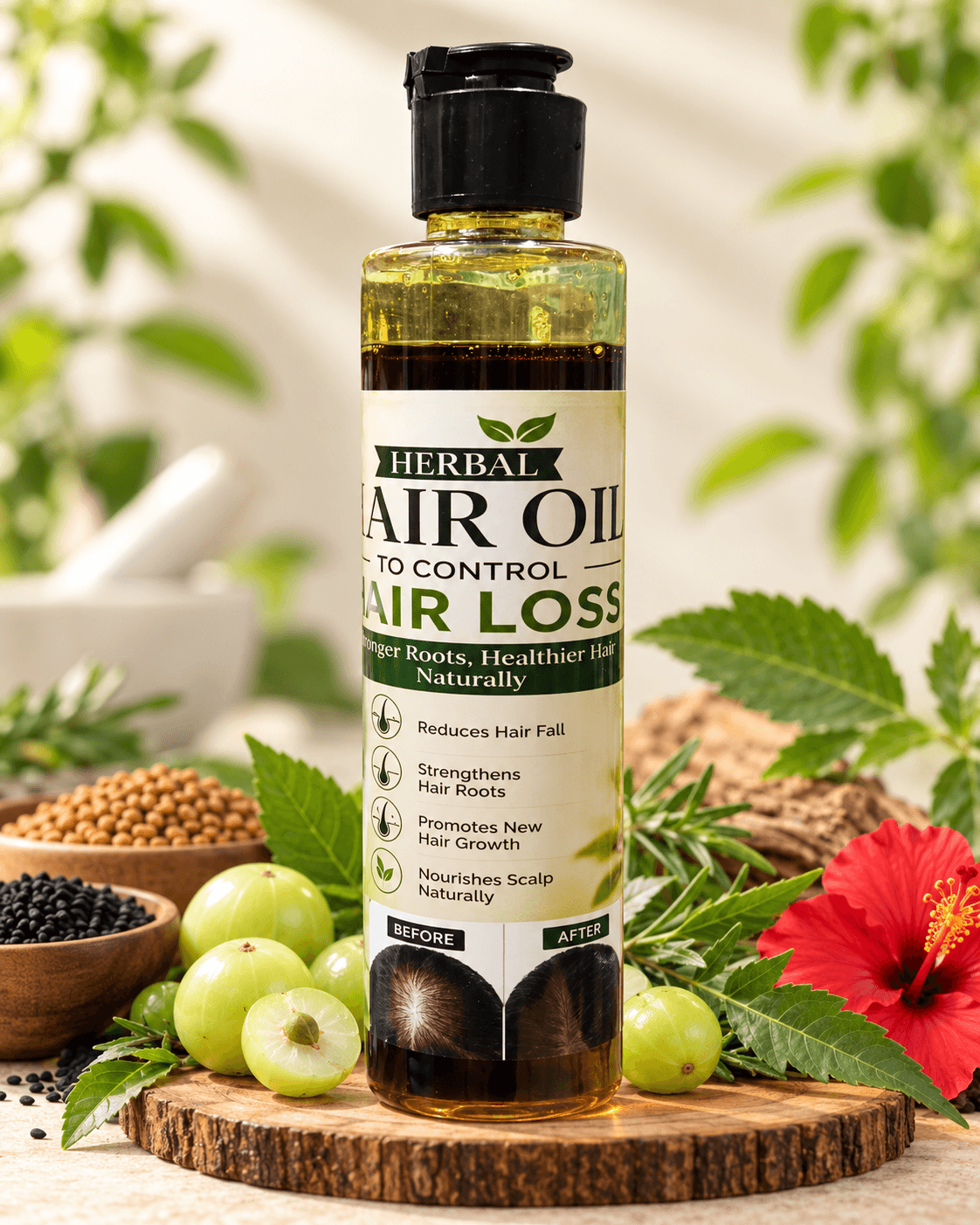 Kanwal Herbal Hair Oil 200ml real bottle side label view